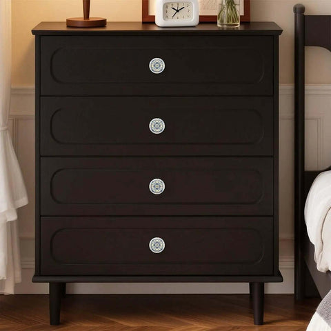 Dark dresser with Six Pack Ornate Baroque Tile Drawer Knobs With Crystal Glass And Silver Base Boho Chic Dresser Pulls.