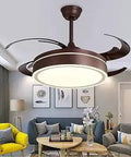 Dope 42 Inch Invisible Reversible Ceiling Fan With 3 Color Changing Lights Remote 4 Retractable Blades in modern living room