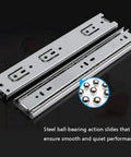 6 Inch Full Extension 3 Section Ball Bearing Drawer Slides Side Mounted For Cabinets Kitchens And Furniture Durable Cold Rolled Steel