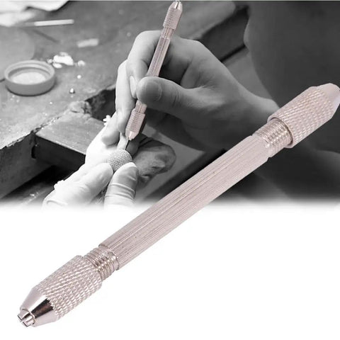 Four Point Three Inch Metal Hand Drill With Double End Pin Vise Chuck For Jewelry And Watch Repair Pro Grade High Accuracy Precision Tool Twist Drill Bit Holder Durable Metal Construction For Tiny Parts And Delicate Beadwork in hand