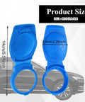 Porsche Cayenne 2003 Through 2018 Windshield Washer Fluid Reservoir Cap Cover size shown with installation illustration.
