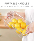 Stackable Fridge Organizer Bins Set Of 6 Clear Kitchen Storage Bins With Easy Grip Handles Includes 20 Plastic Bags