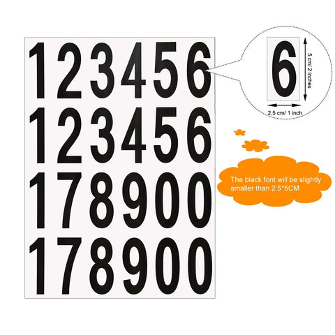 Sheet of Self Adhesive Vinyl Address Numbers Stickers, 240 Pieces On 10 Sheets, Reflective and Weatherproof, showing 0-9 digits