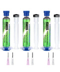 Three tubes of Sn63 Pb37 Tin Solder Paste for Electronics Soldering Flux 183 C Melting Point 20 To 38 Micron Tin Paste with nozzles