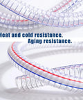 Rugged Heavy Duty PVC Suction Hose One Inch ID By One And A Quarter Inch OD, coiled, showcasing clarity and steel wire reinforcement.