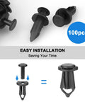 100Pcs Universal ATV UTV Body Fastener Rivets Kit With Nylon Mudguard Clips For 8mm Holes Replacement Parts displayed