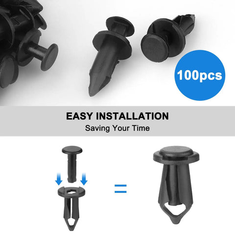 100Pcs Universal ATV UTV Body Fastener Rivets Kit With Nylon Mudguard Clips For 8mm Holes Replacement Parts displayed