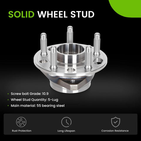 Solid wheel stud from Two Pack Front And Rear Wheel Bearing And Hub Assembly 513288 Fit 2010-2017 Equinox Malibu Impala Terrain.