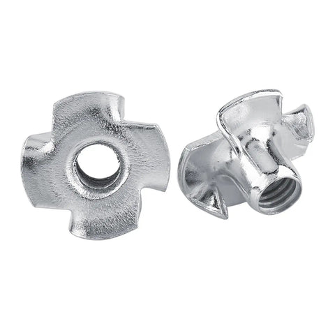 4 Prong Tee Nuts Zinc Plated Carbon Steel For Woodworking And Furniture, Built To Last Heavy Duty T Nuts With Strong Threaded Socket