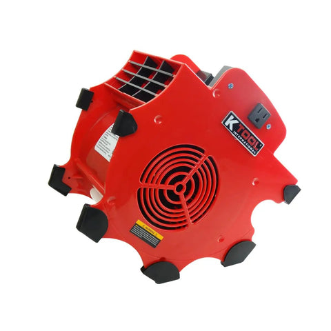 Heavy Duty Floor Blower Fan With 3 Speed Motor 300 CFM Airflow impact-resistant ABS side view, red color
