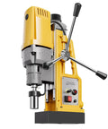 Versatile Magnetic Drill Press Delivering Serious 1400W Output With Beast Mode Copper Motor And Rock Solid 2922 Lb Holding Force For Heavy Steel Operations, side view detailing the motor and controls.