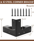 Heavy Duty Steel Corner Support Brackets For Work Bench And Diy Shelving Right Angle L Brackets With Black Powder Finish, size 5.4 inches.