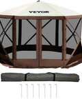 Six Sided 12x12 Pop Up Canopy Shelter With Mesh Windows Portable Carry Bag Stakes Epic Outdoor Shade Tent