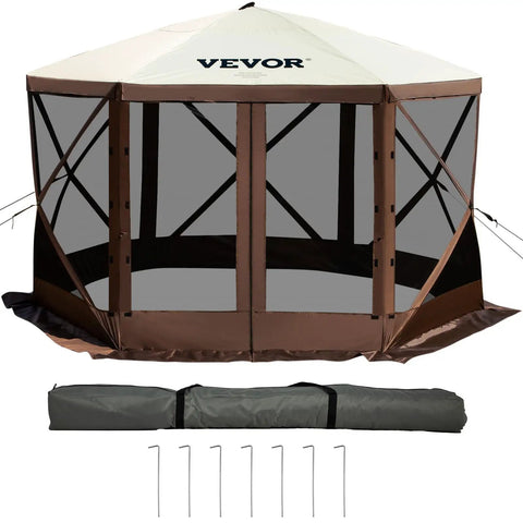 Six Sided 12x12 Pop Up Canopy Shelter With Mesh Windows Portable Carry Bag Stakes Epic Outdoor Shade Tent