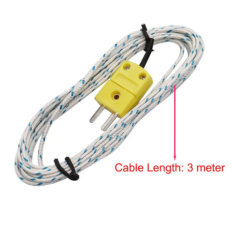 Five Pack Type K Mini Connector Thermocouple Probes With 3 Meter Cable, Fast Response Temperature Sensors For Everyday Use From -50C To 350C