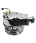 Power Steering Pump Seal Kit With Pulley And Double Groove, Chrome Finish, angled view of 5-7/8 inch key way shaft bracket