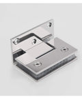 Premium Stainless Steel 304 Wall Mount Glass Shower Hinges For Frameless Bathroom Doors showing polished surface and dual spring design.