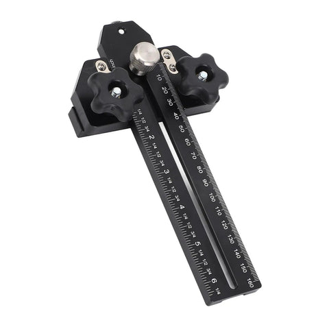 Beefy Aluminum Thin Rip Jig For Table Saw Guide With T Track Slider And Dual Scale, Pro Grade Narrow Rip Tool, angled view