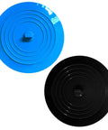 Heavy Duty 2 Pack Silicone Sink Stoppers With Leak Proof Seal And Straight Up Solid Grip For Kitchens And Bathtubs Universal Fit No Sweat Setup Real Deal Drain Stopper in blue and black color.