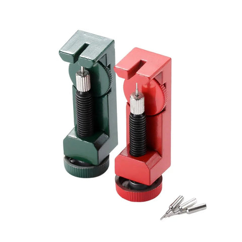 Green and red link pin removers from All In One Bracelet And Watch Band Repair Kit With Link Pin Remover And Spring Bar Tool Set.