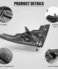 B-2 Spirit Stealth Bomber RC Airplane Ready To Fly 2.4GHz 2CH black foam drone with detailed propeller, landing gear, stabilizer