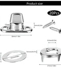 Practical 20 Pc Twist Fasteners For Quick Boat And Tent Installations Made With Durable Stainless Steel Industrial Grade Screws, sizes displayed.