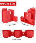 2 In 1 Wall Mount Tool And Battery Holder For Milwaukee M12 12V With Plastic Hanger Easy Access Storage For Drill Batteries And Cords Shop Ready Organizer For Shelves Work Vans And Toolboxes, red ABS plastic construction, various views and measurements