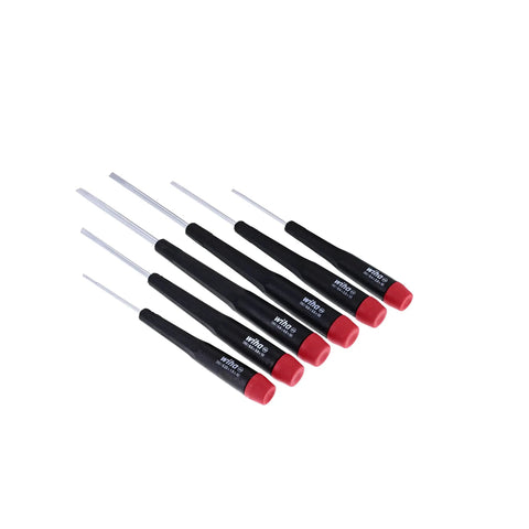 Slotted Screwdriver Set, 6 Piece With Precision Handles, Sizes 1.5mm, 2.0mm, 2.5mm, 3.0mm, 3.5mm, 4.0mm, Direct Molded Blades