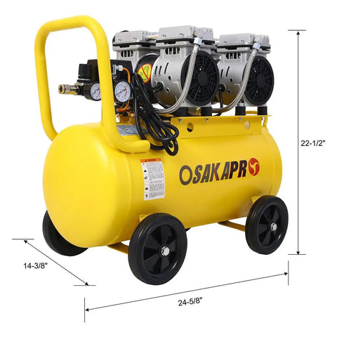 Greron 2.5HP Oil Free Air Compressor, 115 PSI, 5 Gallon Steel Tank With Wheels. Quiet 70DB Portable Design For Garage Workshop, Spray Painting And Pneumatic Tools. Super Powerful And Low Noise Performance.