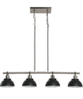 Walsh Four Light Linear Chandelier With Metal Shades In Brushed Nickel And Matte Black Mid Century Vibe Ceiling Fixture