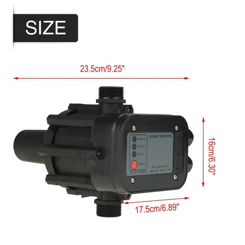 Automatic Water Pressure Controller Switch 220V For Self Priming Pumps And Jet Pumps with size dimensions labeled
