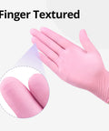 Nitrile Exam Gloves 4 Mil Large Cherry Blossom Food Safe Disposable Latex Free Powder Free showing textured fingertips