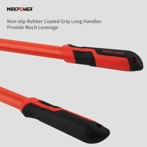 Heavy Duty 24 Inch Bolt Cutter For Locks, Chains And Rivets With Drop Forged Cr-Mo Steel Jaws, non-slip rubber handles close-up