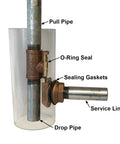 No Lead Brass 1 Inch Pitless Adapter For Submersible Well Pump, Two Piece Setup Permanently Mounts To Casing, Visible O-Ring Seal