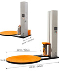 Heavy Duty Automatic Pallet Wrapper Built Tough As Nails With 65 Inch Turntable And 4400 Lbs Capacity showing 40.75" height and 65" diameter.