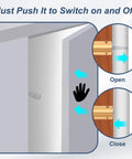 Illustration showing Eight Pack Magnetic Push Latches Set For Cabinets And Drawers No Fuss Push To Open mechanism in action.
