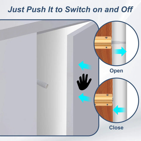 Illustration showing Eight Pack Magnetic Push Latches Set For Cabinets And Drawers No Fuss Push To Open mechanism in action.