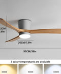 Lysdianpu Nordic Indoor Ceiling Fan Light, Quiet Ceiling Fan With Light And Remote, 91CM size, wooden blades, 3 light color options.