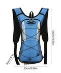 Hydration Pack For Outdoors With Water Bladder, Lightweight Hiking Backpack, Blue, Front View, Padded Shoulders, 16.93x9.06x1.97in