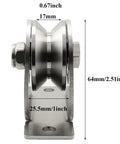 Detachable Stainless Steel V-Type Groove Sliding Wheel Roller Track Rail Fixed Pulley With Duplex Bearing For 0-13mm Wire Rope 304 stainless steel pulley, 64mm tall, 17mm groove