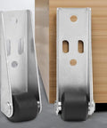 Heavy Duty Stainless Steel Swivel Caster Wheels For Sliding Doors And Furniture, Rust Resistant hardware kit showing flat bottom rollers.