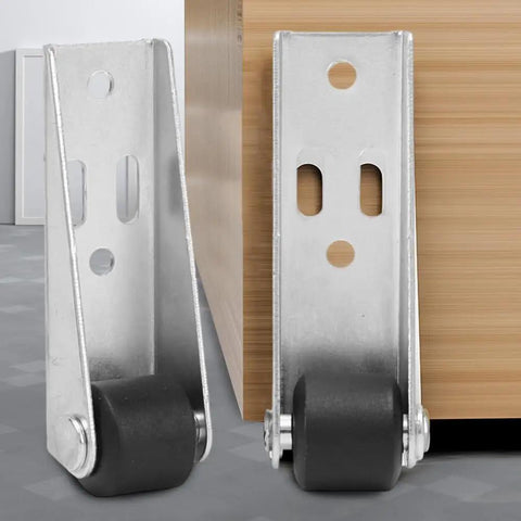 Heavy Duty Stainless Steel Swivel Caster Wheels For Sliding Doors And Furniture, Rust Resistant hardware kit showing flat bottom rollers.
