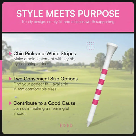 Top Notch Bamboo Golf Tees With Pink Stripe, Two Size Options 2 3 Quarter Inch And 3 1 Quarter Inch, Eco Friendly And Biodegradable