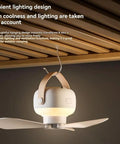 kousoer Ceiling Fans Quiet Remote USB 7200mAh hanging design with LED light and blades for outdoor use.