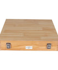 Wooden case for Pro Grade Keyway Broach Kit for Metalworking and Manufacturing, closed with silver latches, rectangular broaching set.