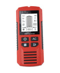 7-in-1 for stud Finder Wall Scanner LCD Display Deep Scan 7-in-1, red device with LCD screen and control buttons.
