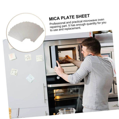 Man replacing microwave waveguide cover with Six Pack Microwave Mica Sheets Waveguide Cover Heat Resistant Insulation Pads For Ovens.