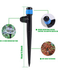Adjustable 360 Degree Drip Emitters For 1/4 Inch Tubing Blue Sprayers With Stake 50 Pack Garden Watering System Drippers
