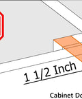 Diagram showing measurements for Rock Solid 10 Pack 1.5 Inch Overlay Soft Close Cabinet Hinges with 90 Degree Restricted Opening.