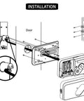 Installation diagram of GTouch Digital Rim Lock With Traceless Slim Body Master Mode Forced Lock Automatic Locking Volume Control Silent